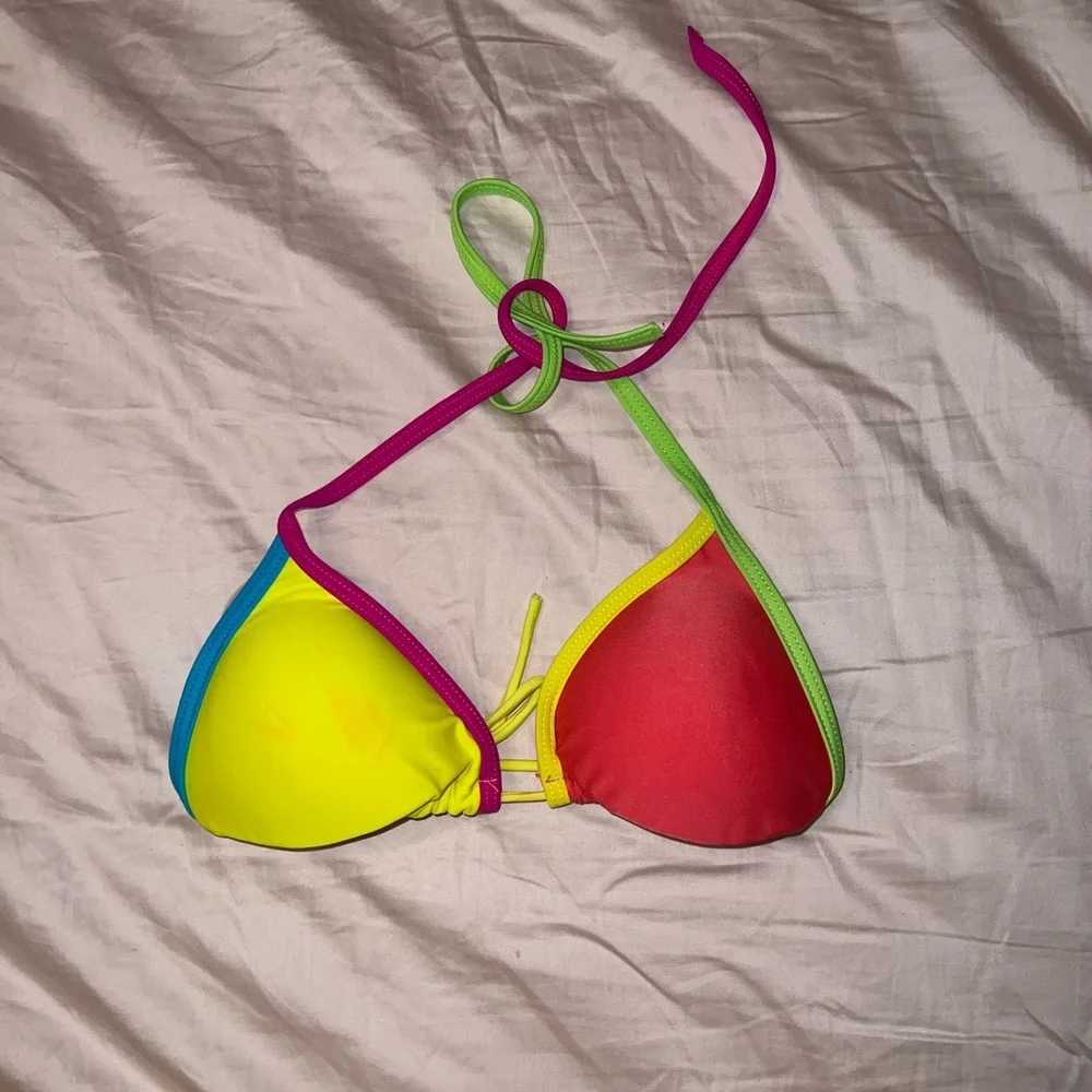 Colorful Bikini Top Multicolor Swim Top Size L